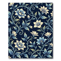Elegant Navy Blue Serpentine Floral Vine Rug