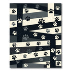 Modern Monochrome Paw Print Stripe Rug