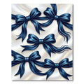 Elegant Navy Blue Silk Ribbon Bows Rug