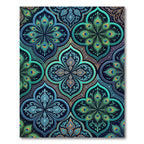 Teal Peacock Feather Ornate Medallion Rug