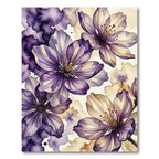 Deep Lavender Floral Watercolor Splatter Rug