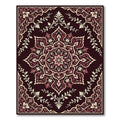 Dark Burgundy Floral Medallion Scroll Rug
