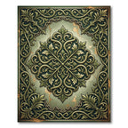 Ornate Sage Green Damask Filigree Rug