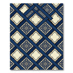Deep Navy Gold Medallion Lattice Rug