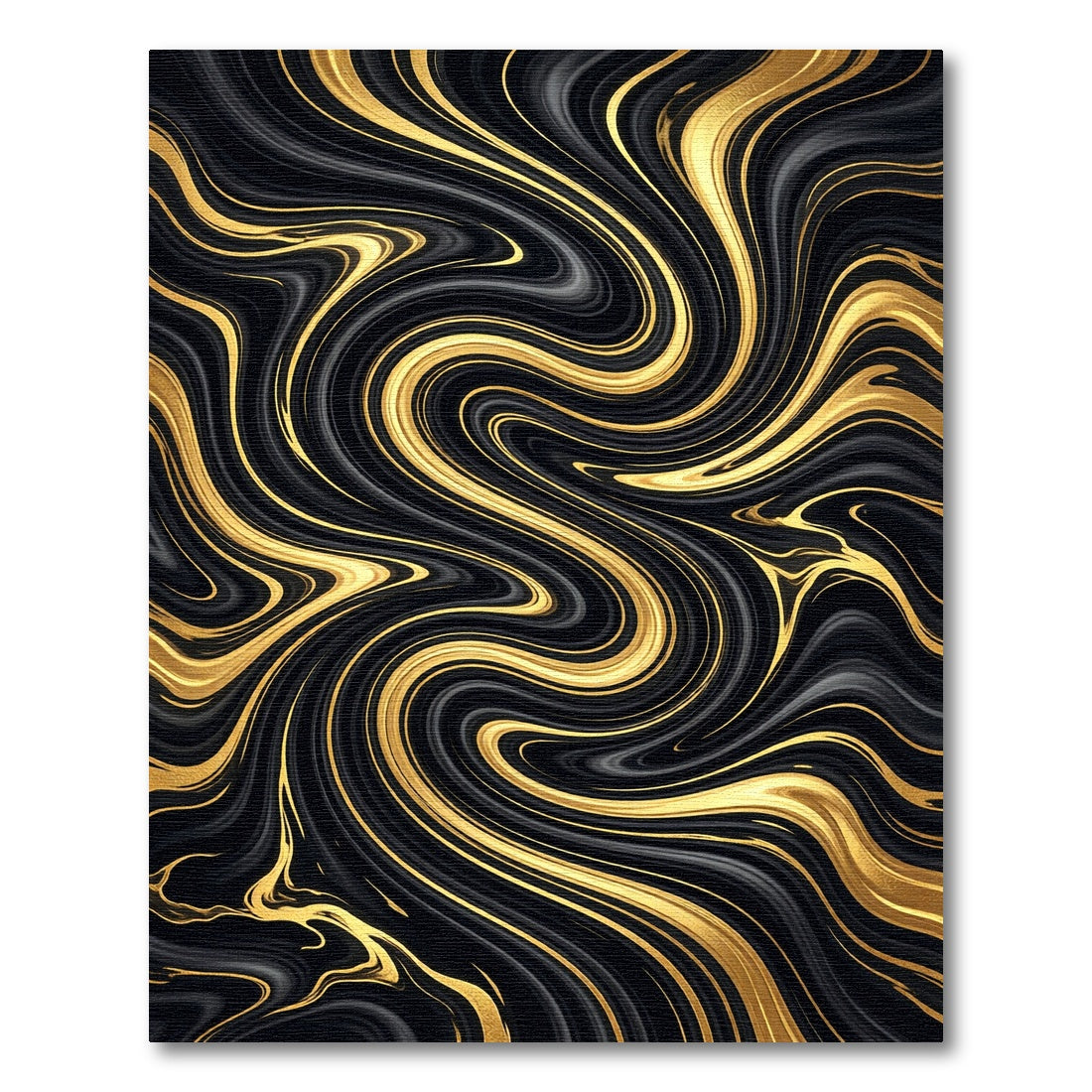 Liquid Black and Gold Abstract Swirl Rug