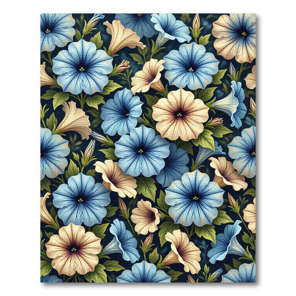 Vibrant Blue Cream Floral Garden Rug