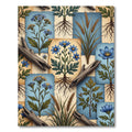 Rustic Botanical Blue Floral Wheat Rug