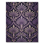 Purple Ornate Botanical Damask Scroll Rug