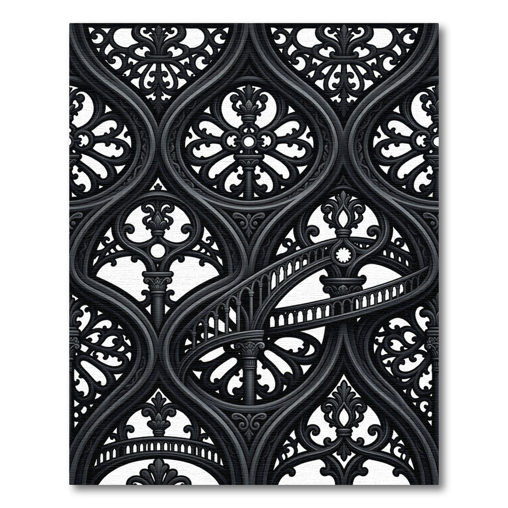 Black Gothic Arch Staircase Medallion Rug