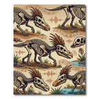 Prehistoric Dinosaur Skeleton Musical Beige Rug