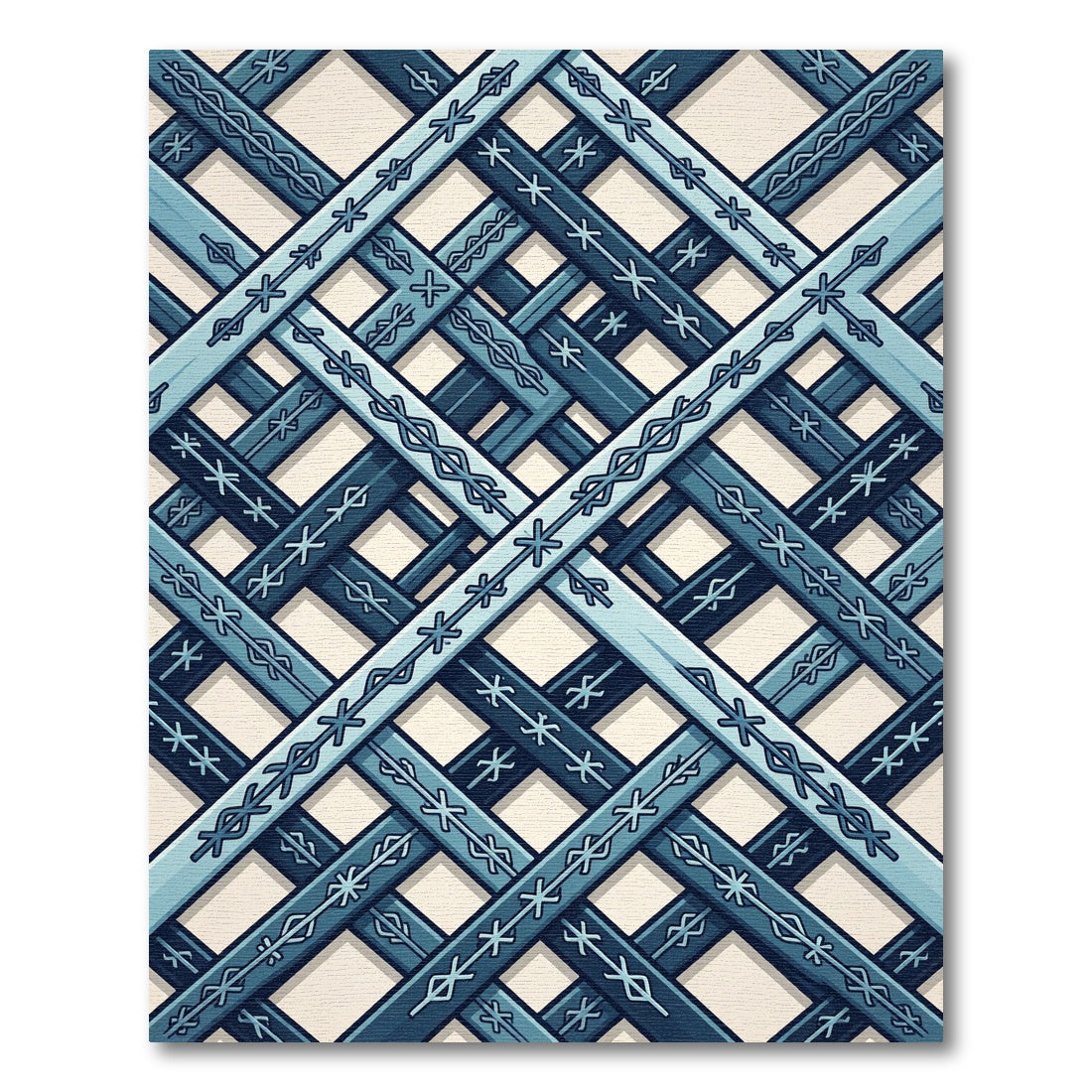 Lattice Blue Geometric Nordic Cross Rug