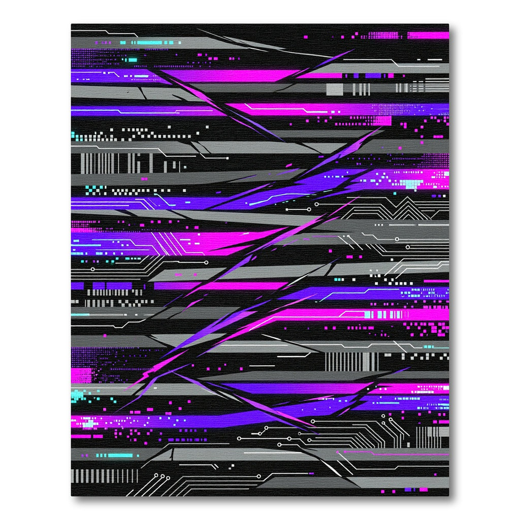 Neon Cyberpunk Abstract Digital Glitch Rug