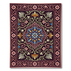 Ornate Floral Medallion Dark Plum Rug