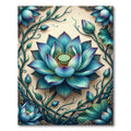 Radiant Teal Lotus Flower Botanical Art Rug