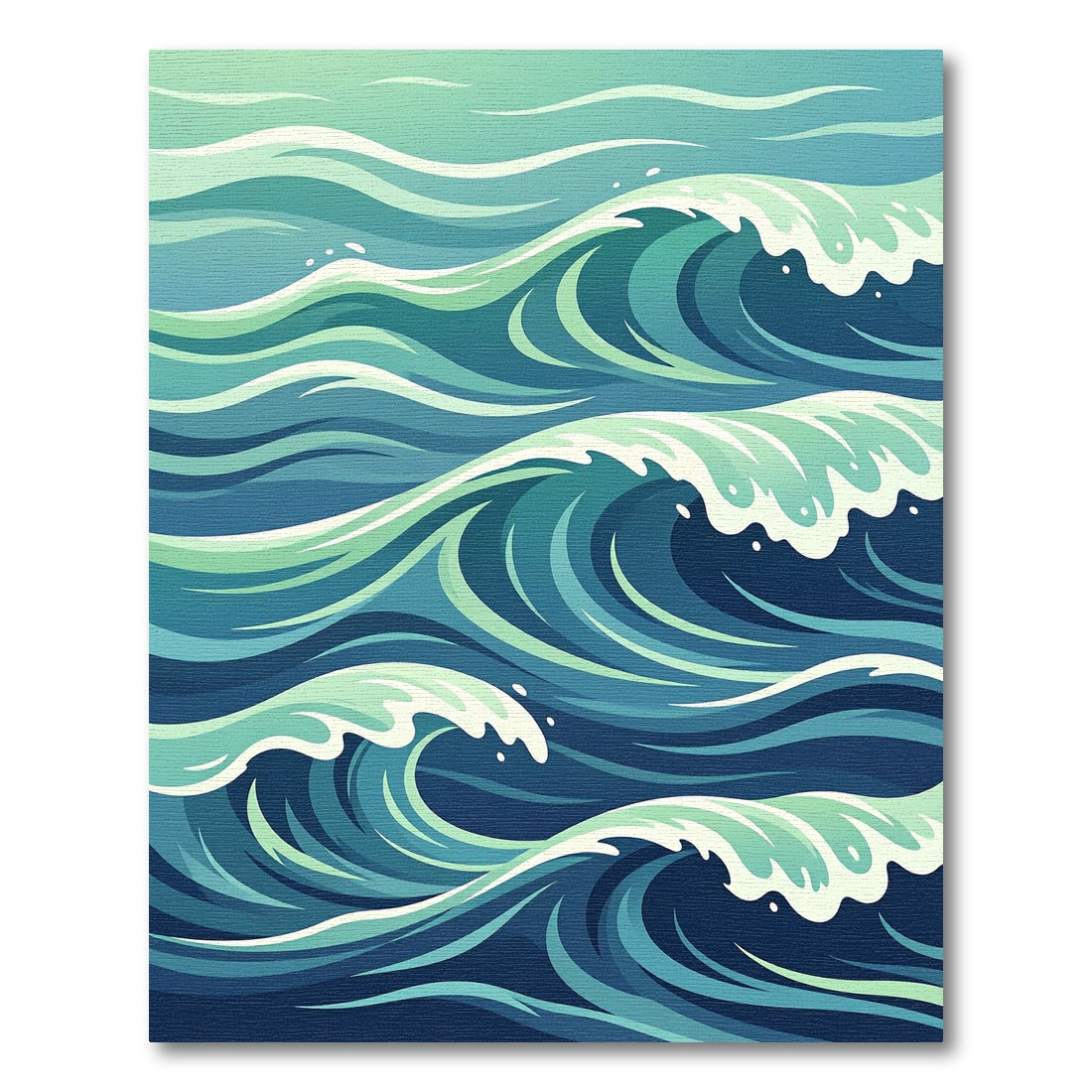 Dynamic Teal Oceanic Wave Abstract Rug