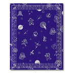 Cosmic White Figures Blue Pattern Rug