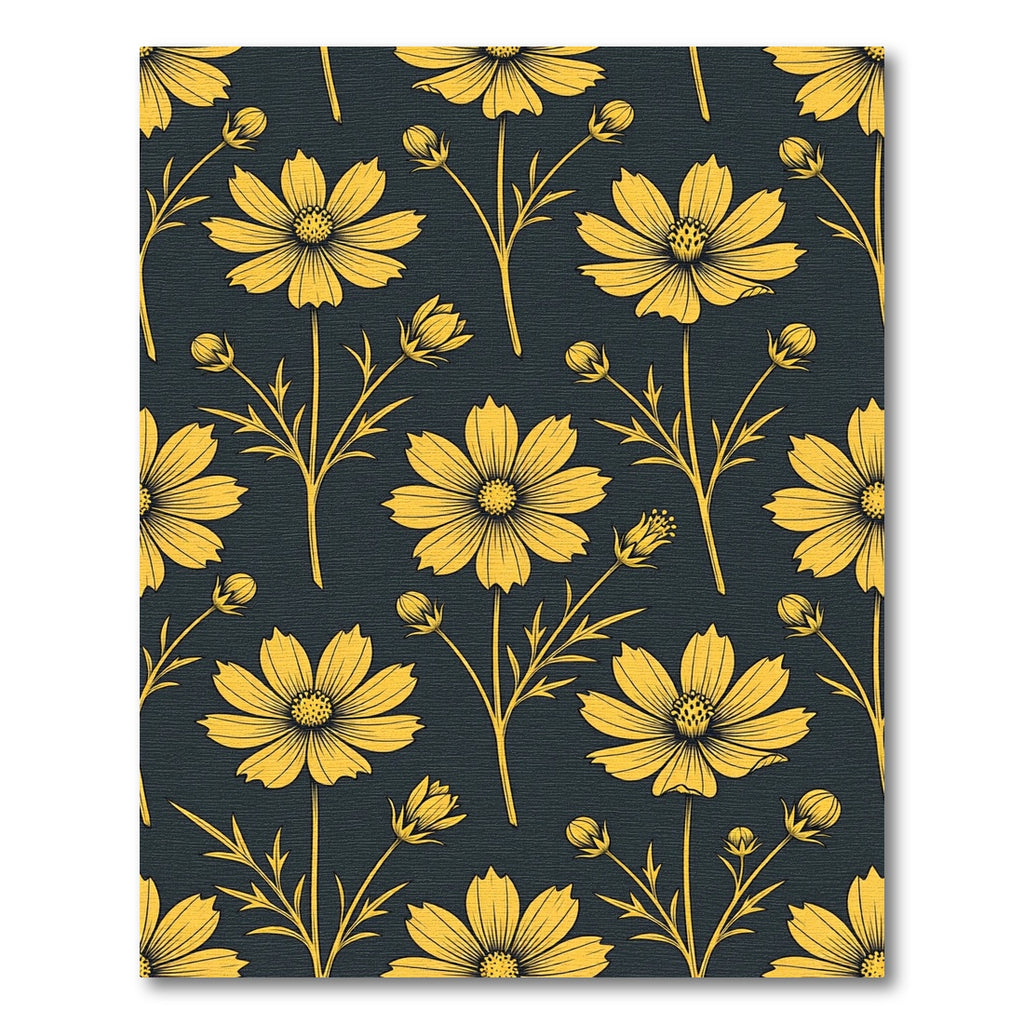Golden Yellow Cosmos Floral Wallpaper Rug
