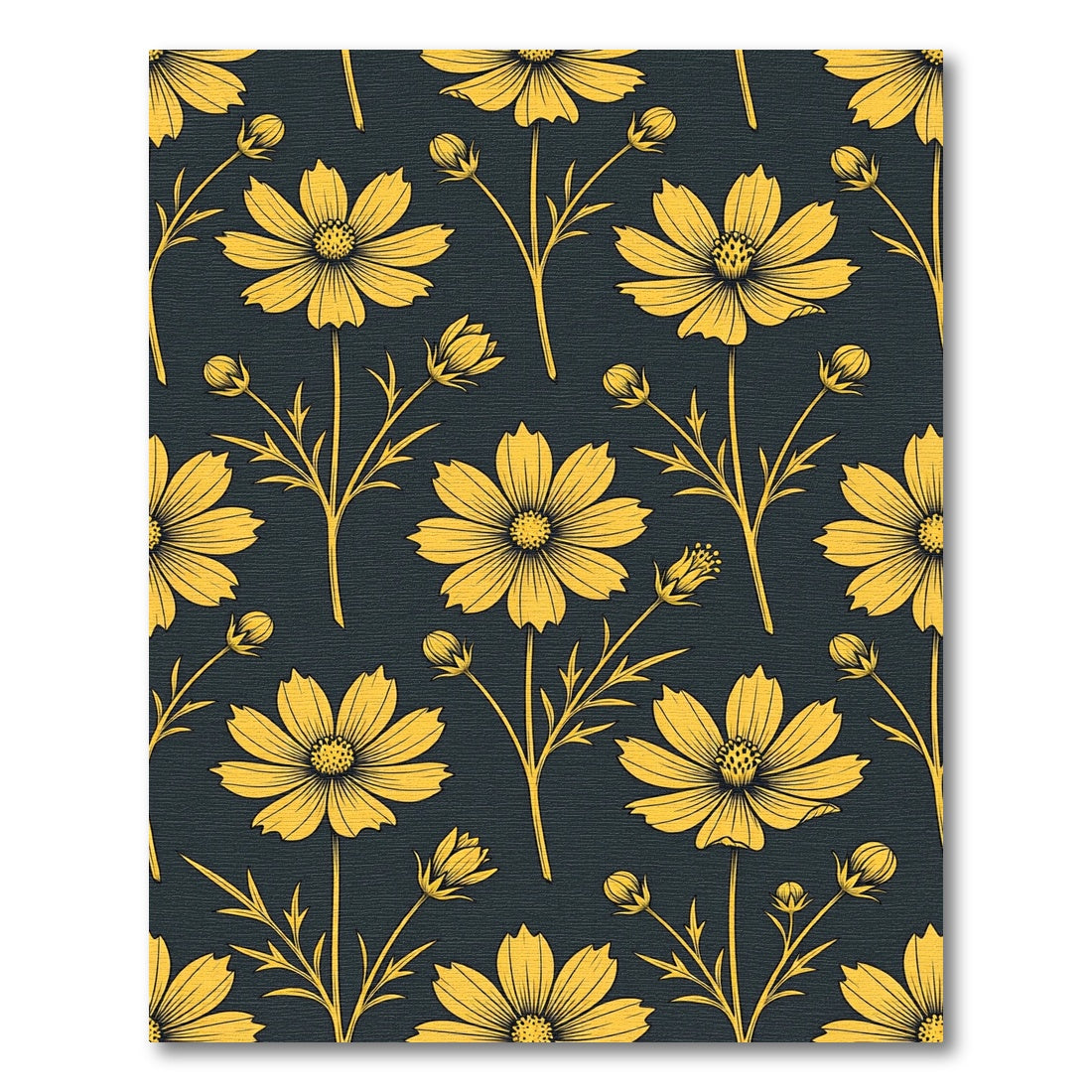 Golden Yellow Cosmos Floral Wallpaper Rug