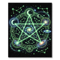 Luminous Green Cosmic Pentagram Astrology Rug