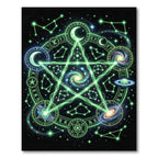 Luminous Green Cosmic Pentagram Astrology Rug