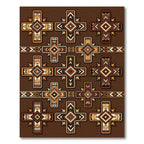 Earthy Brown Geometric Cross Motif Rug
