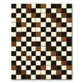 Brown Cream Black Checkerboard Squares Rug