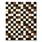 Brown Cream Black Checkerboard Squares Rug