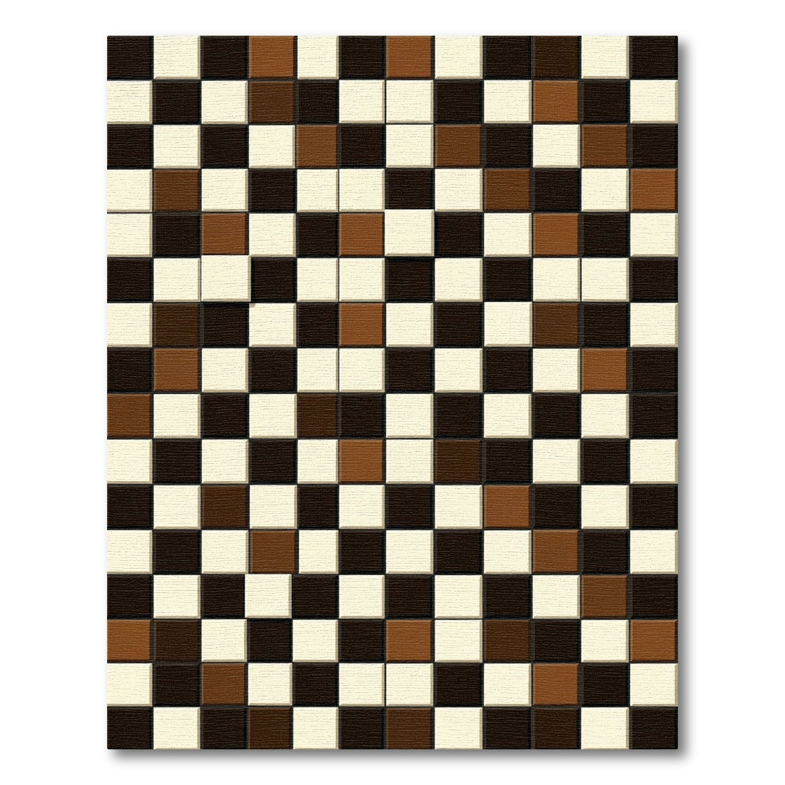 Brown Cream Black Checkerboard Squares Rug
