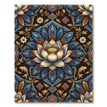 Luminous Gold Lotus Peacock Feather Tapestry Rug