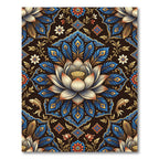 Luminous Gold Lotus Peacock Feather Tapestry Rug
