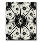 Black Starburst Cream Background Rug