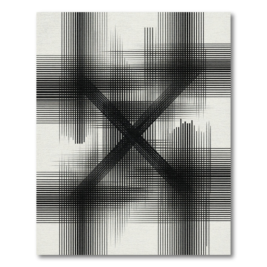Monochromatic Abstract Intersecting Line Art Rug
