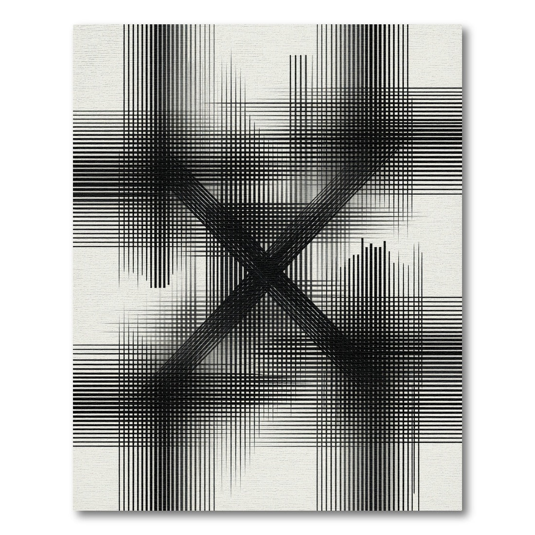 Monochromatic Abstract Intersecting Line Art Rug