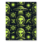Neon Alien Cosmic Saucer Space Graphic Rug