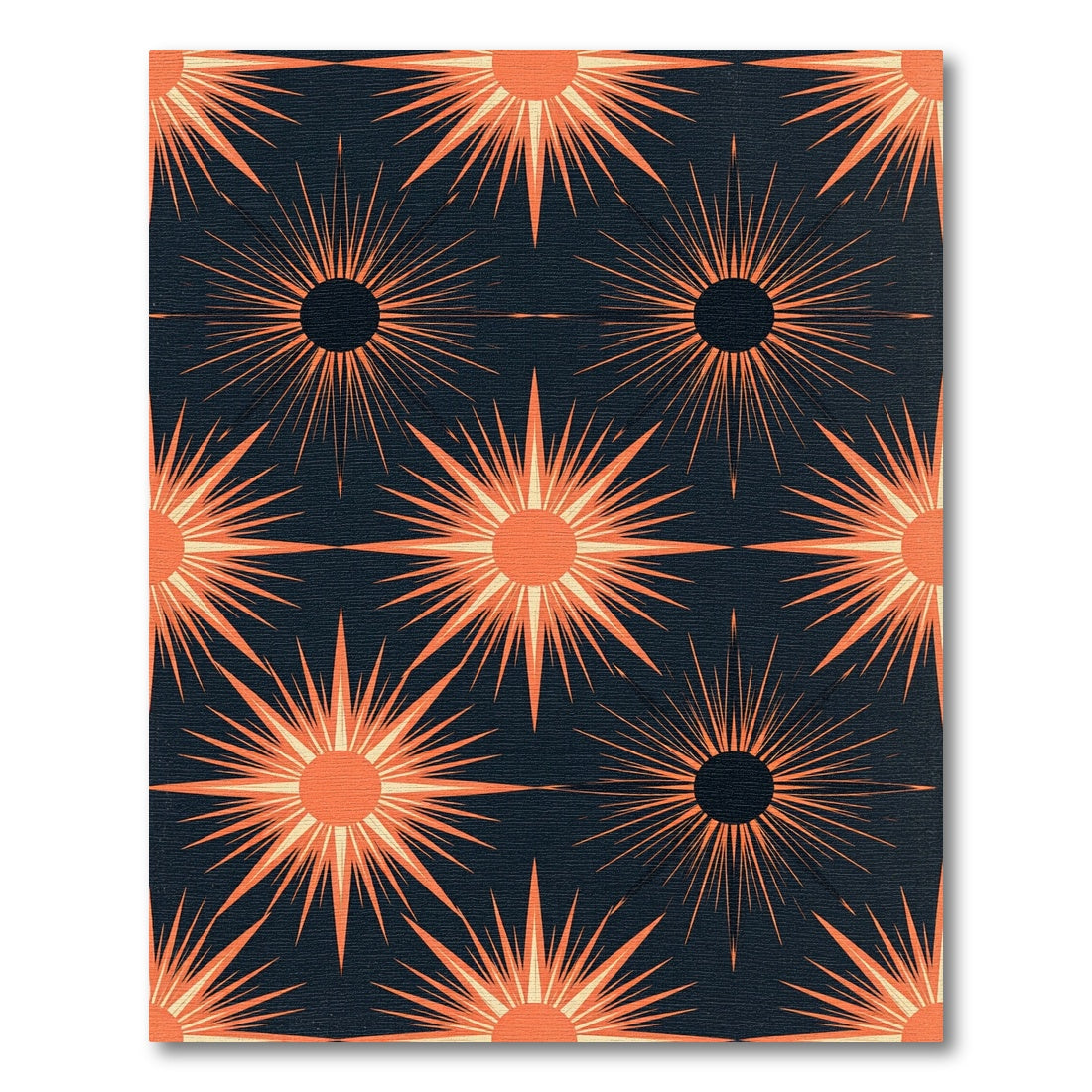 Celestial Orange Starburst Navy Rug