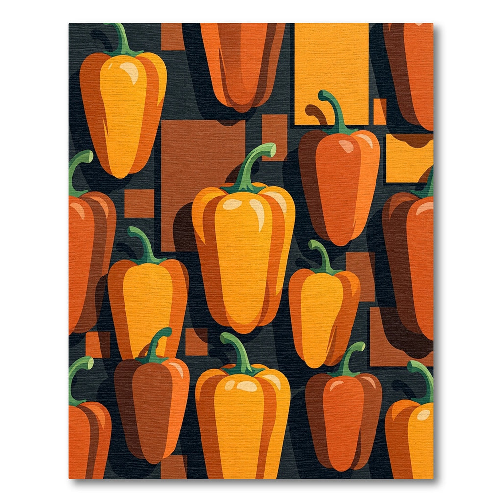 Modern Geometric Orange Pepper Art Rug