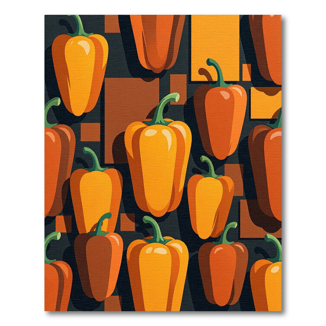 Modern Geometric Orange Pepper Art Rug