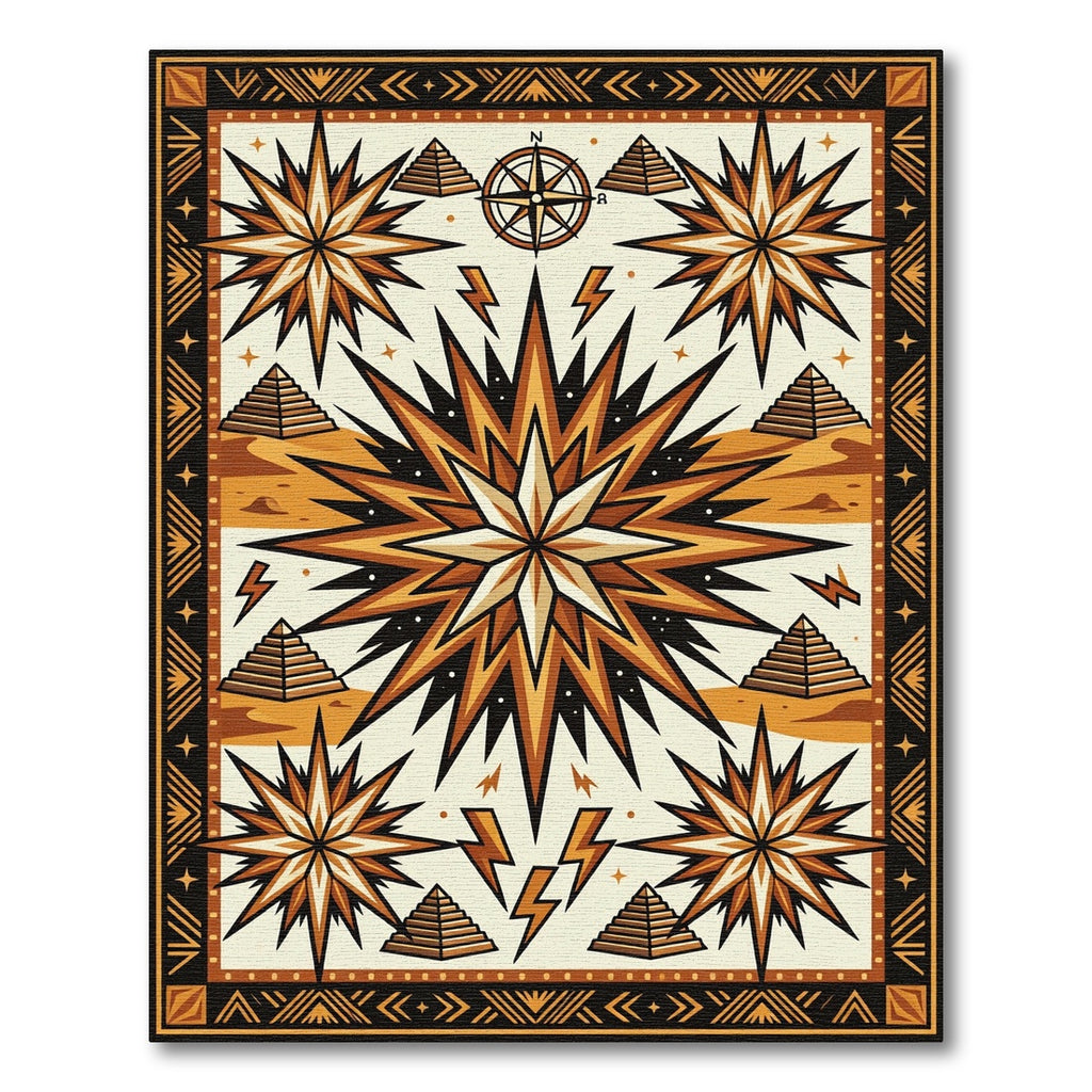 Celestial Pyramid Star Geometric Earth Tones Rug