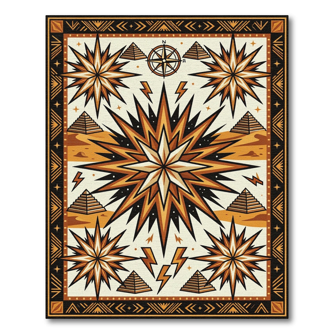 Celestial Pyramid Star Geometric Earth Tones Rug