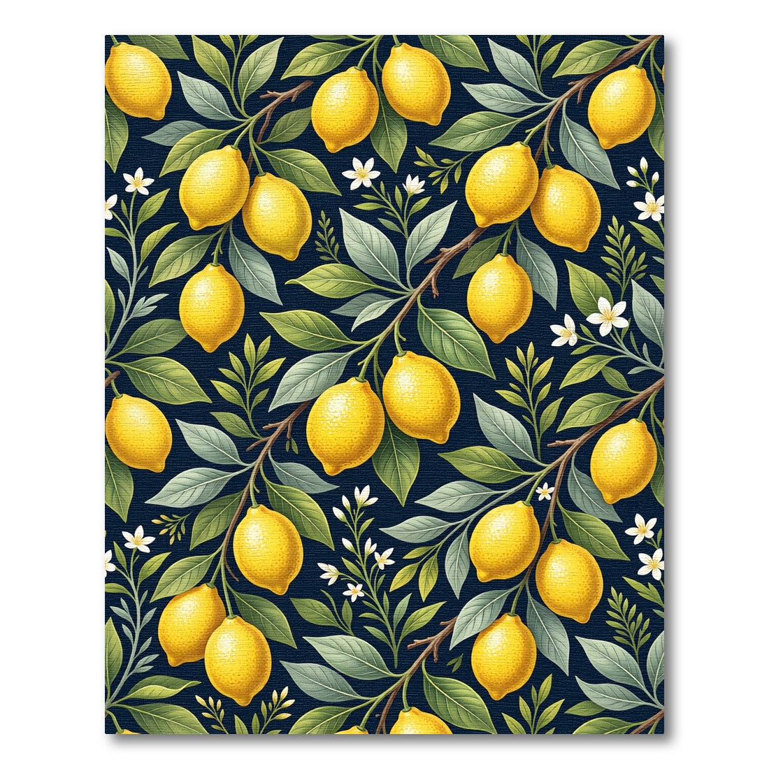 Vibrant Lemon Grove Botanical Navy Rug