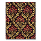 Regal Burgundy Golden Damask Floral Rug