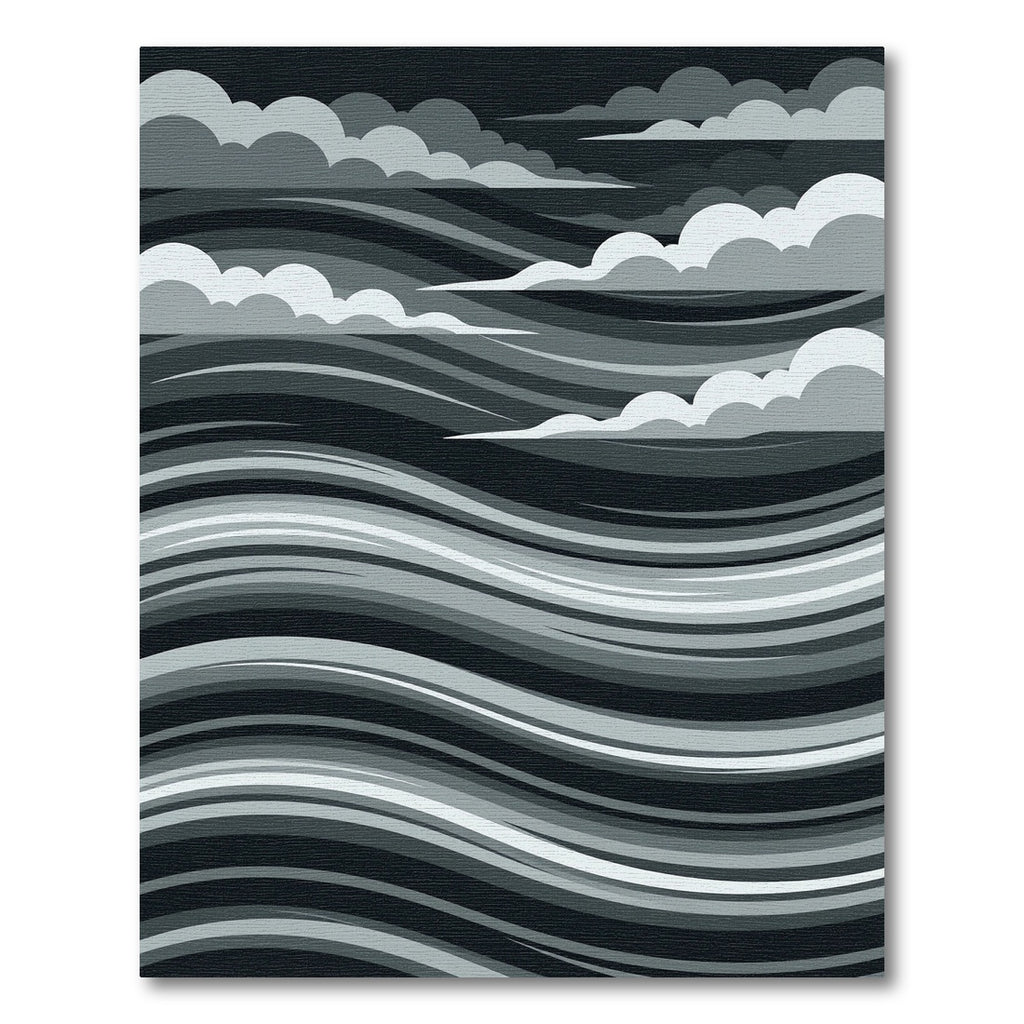 Monochromatic Swirling Clouds Horizon Rug