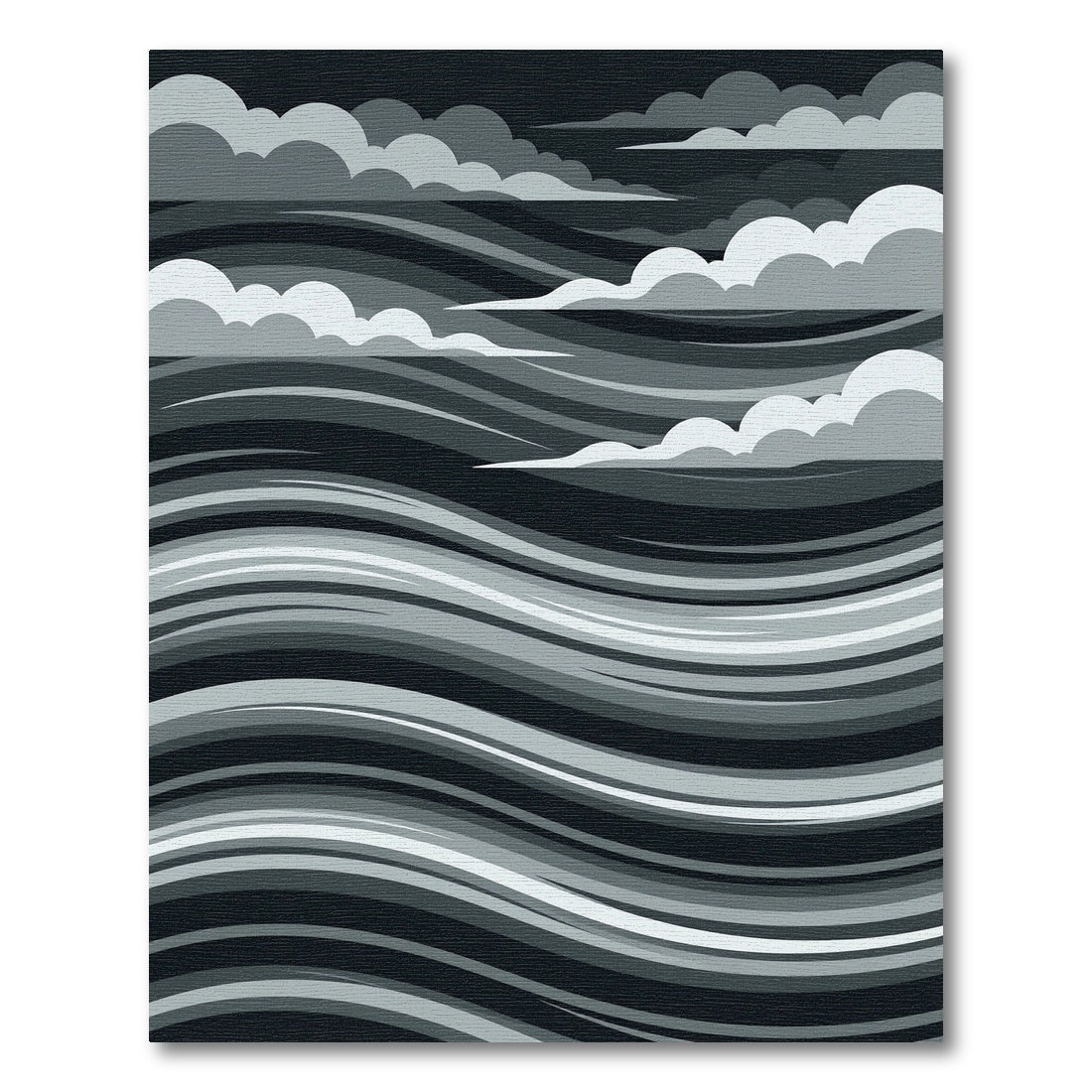 Monochromatic Swirling Clouds Horizon Rug