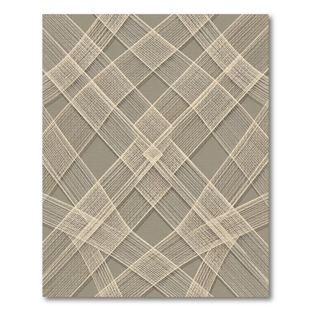 Modern Taupe Intersecting Grid Overlay Rug