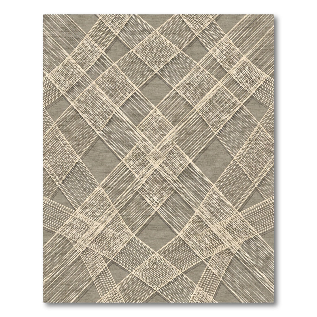 Modern Taupe Intersecting Grid Overlay Rug