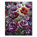 Vibrant Purple Red Poppy Floral Rug