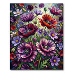 Vibrant Purple Red Poppy Floral Rug