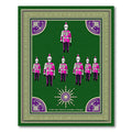 Fuschia Guard Soldiers Green Medallion Border Rug