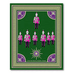 Fuschia Guard Soldiers Green Medallion Border Rug