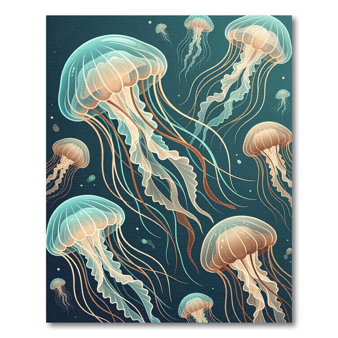 Ethereal Bioluminescent Jellyfish Deep Sea Ocean Rug